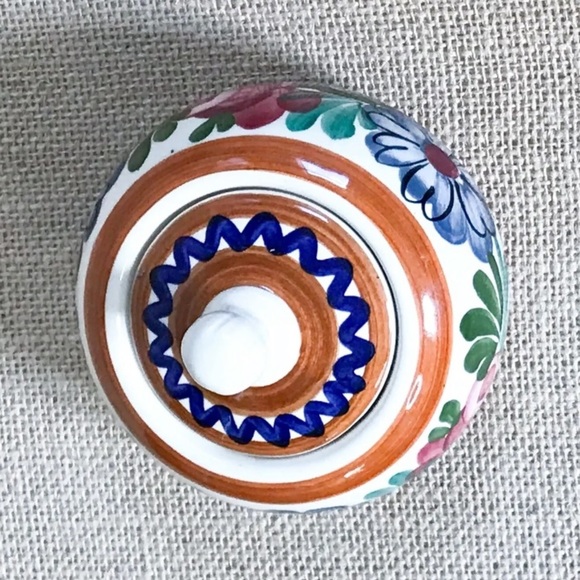 Vintage Schwex Floral Sugar Bowl Trinket Dish Hand Painted Cottage Core Whimsy - Picture 5 of 8